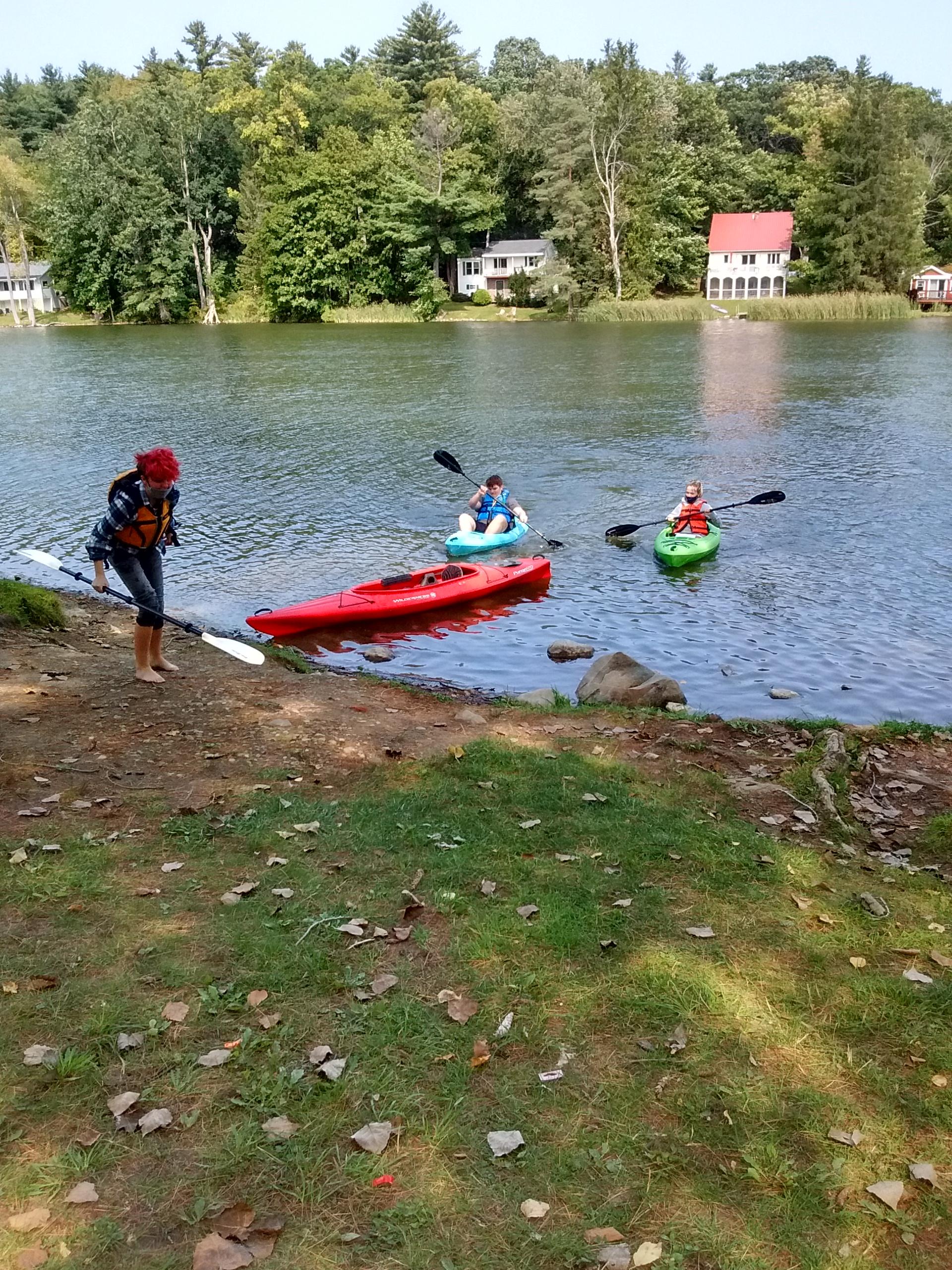 MCLA students kayak at Windsor Lake in North Adams.