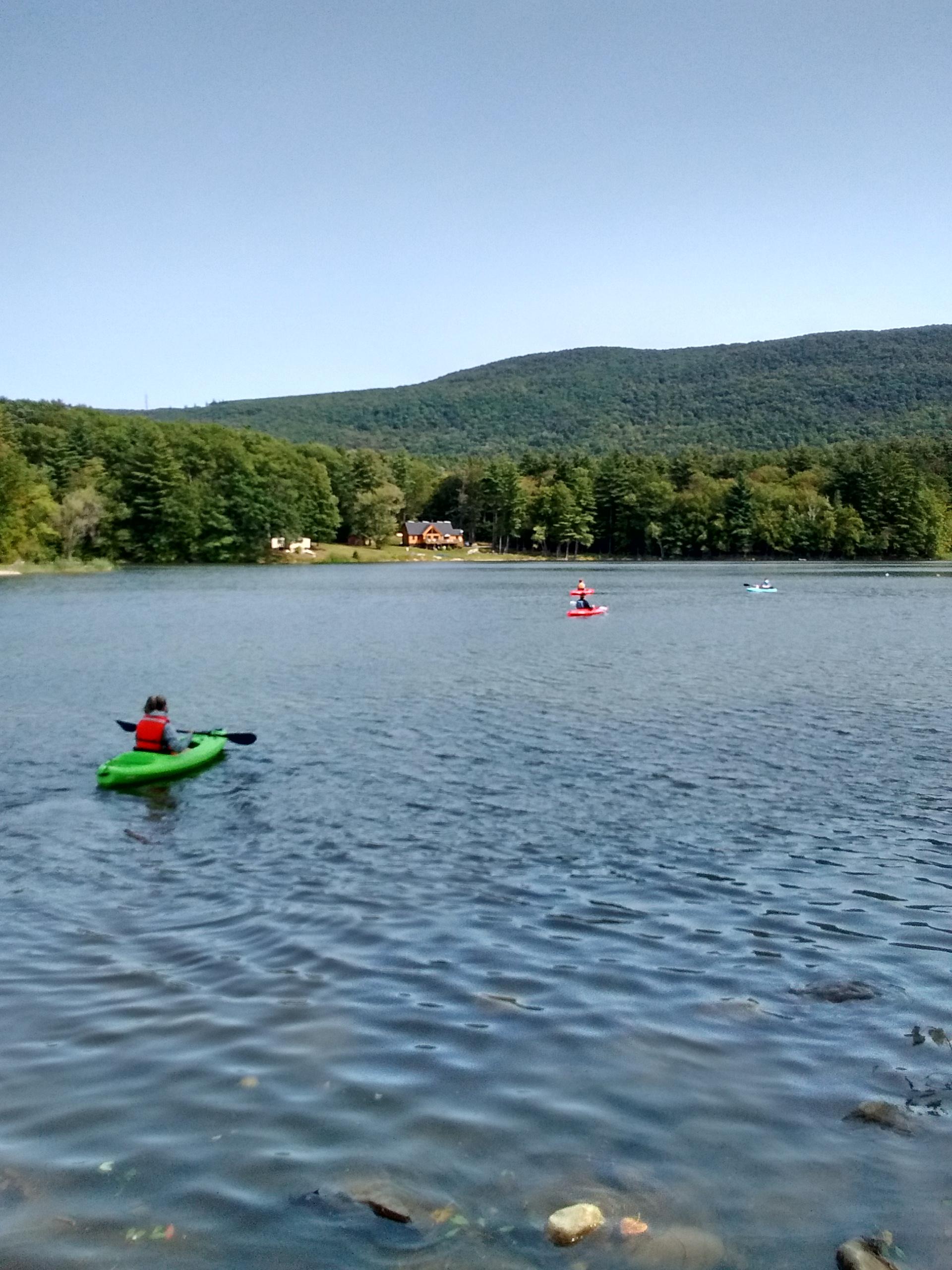 MCLA students kayak at Windsor Lake in North Adams.