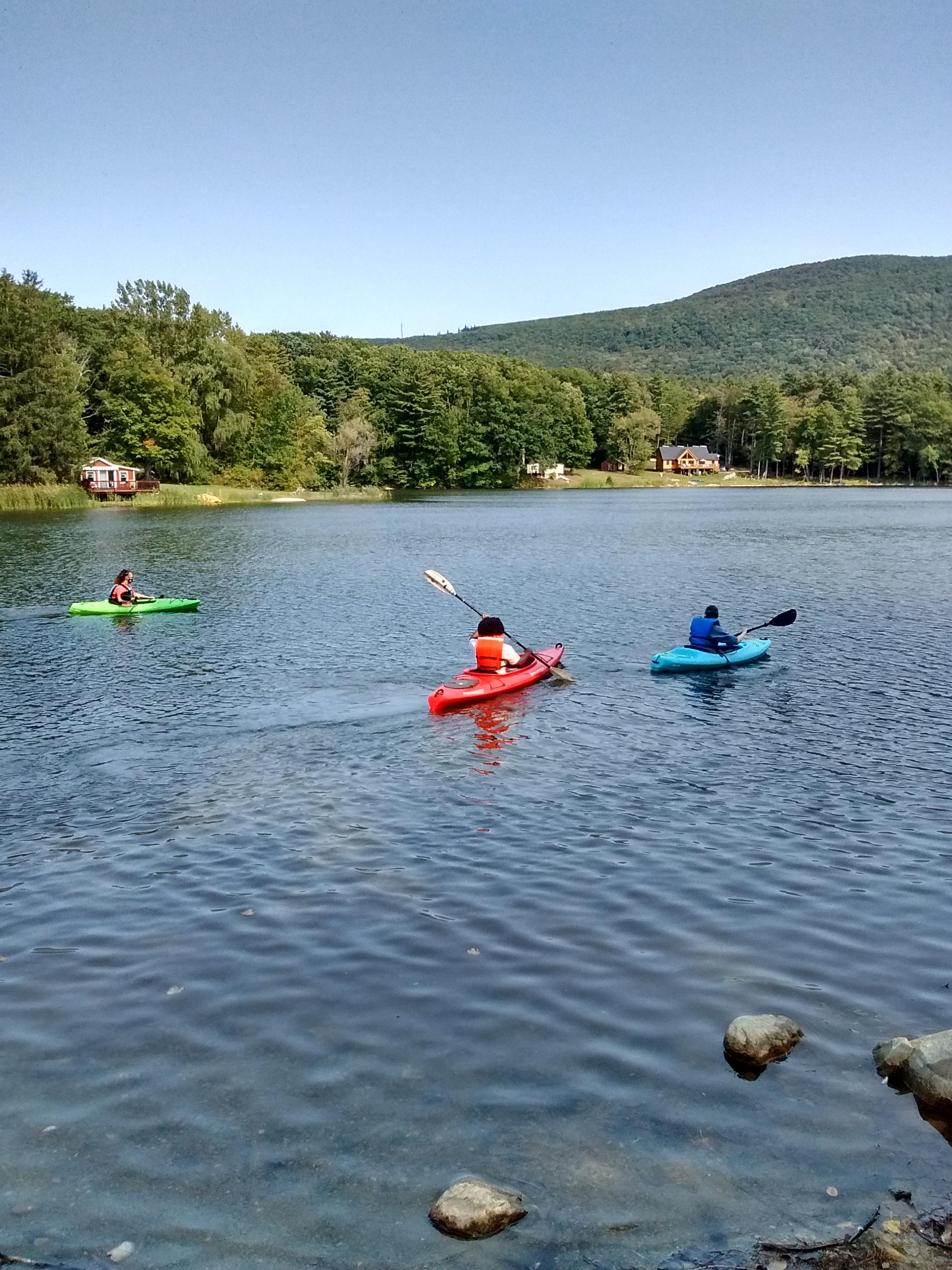 MCLA students kayak at Windsor Lake in North Adams.