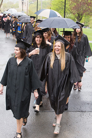 Graduates lining up