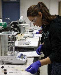 student Student working on her chemistry project