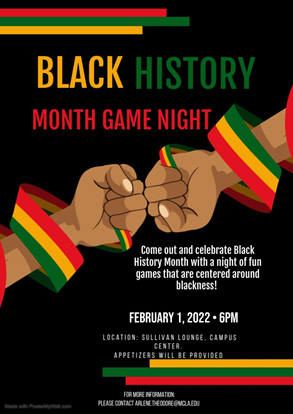 Poster for Black History Month Game Night