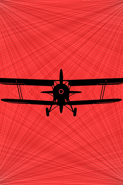 Graphic of a bi-plane from the front
