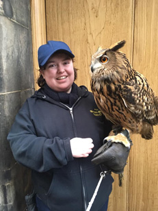 Student in Scotland with an own on her arm