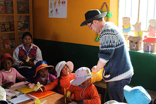 MCLA student in a local classroom