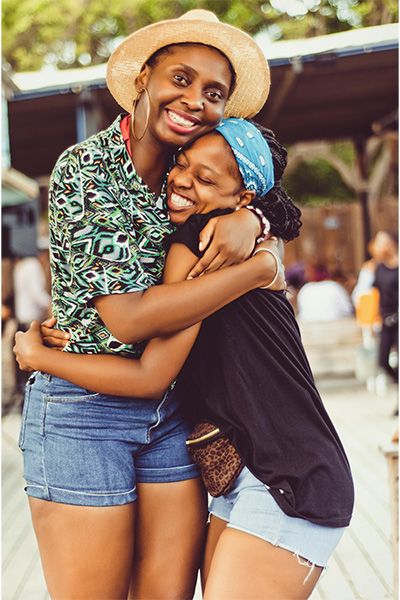 Friends hugging