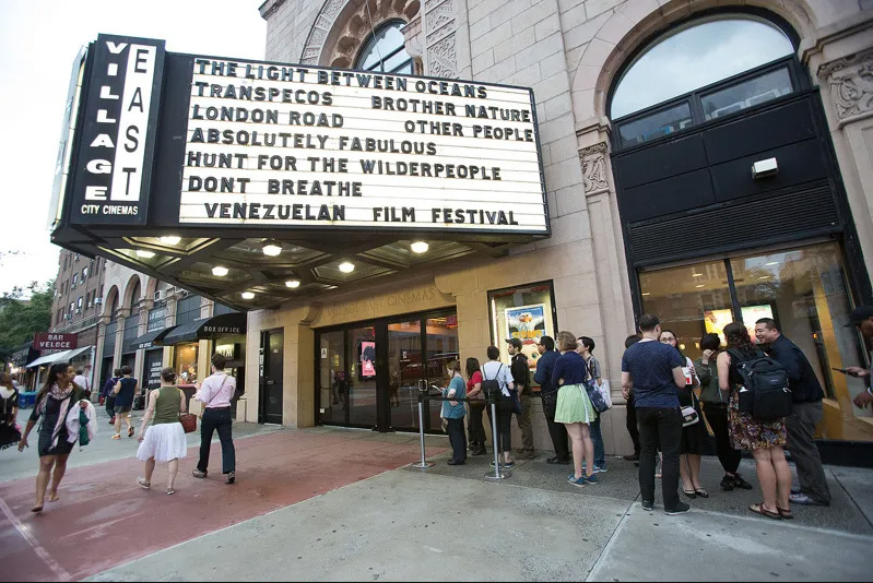 Marque outside a movie theater in New York