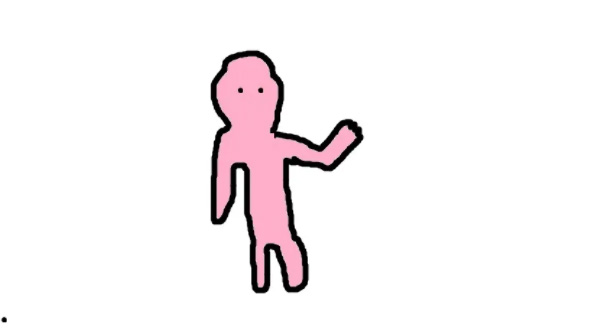 Drawing of a pink figure