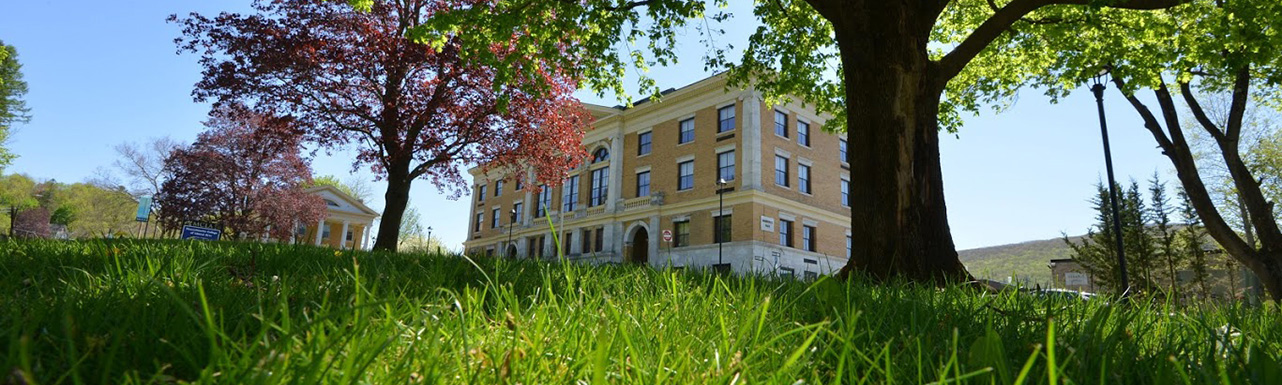 Murdock Hall and Smith House in spring