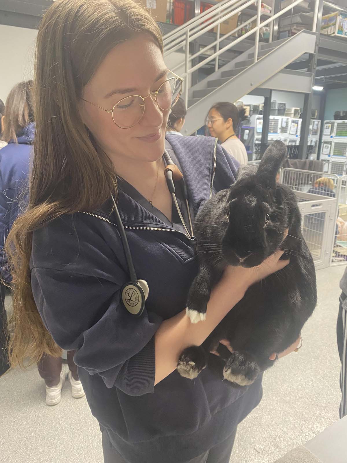 MCLA's Michelle Williams holding a rabbit