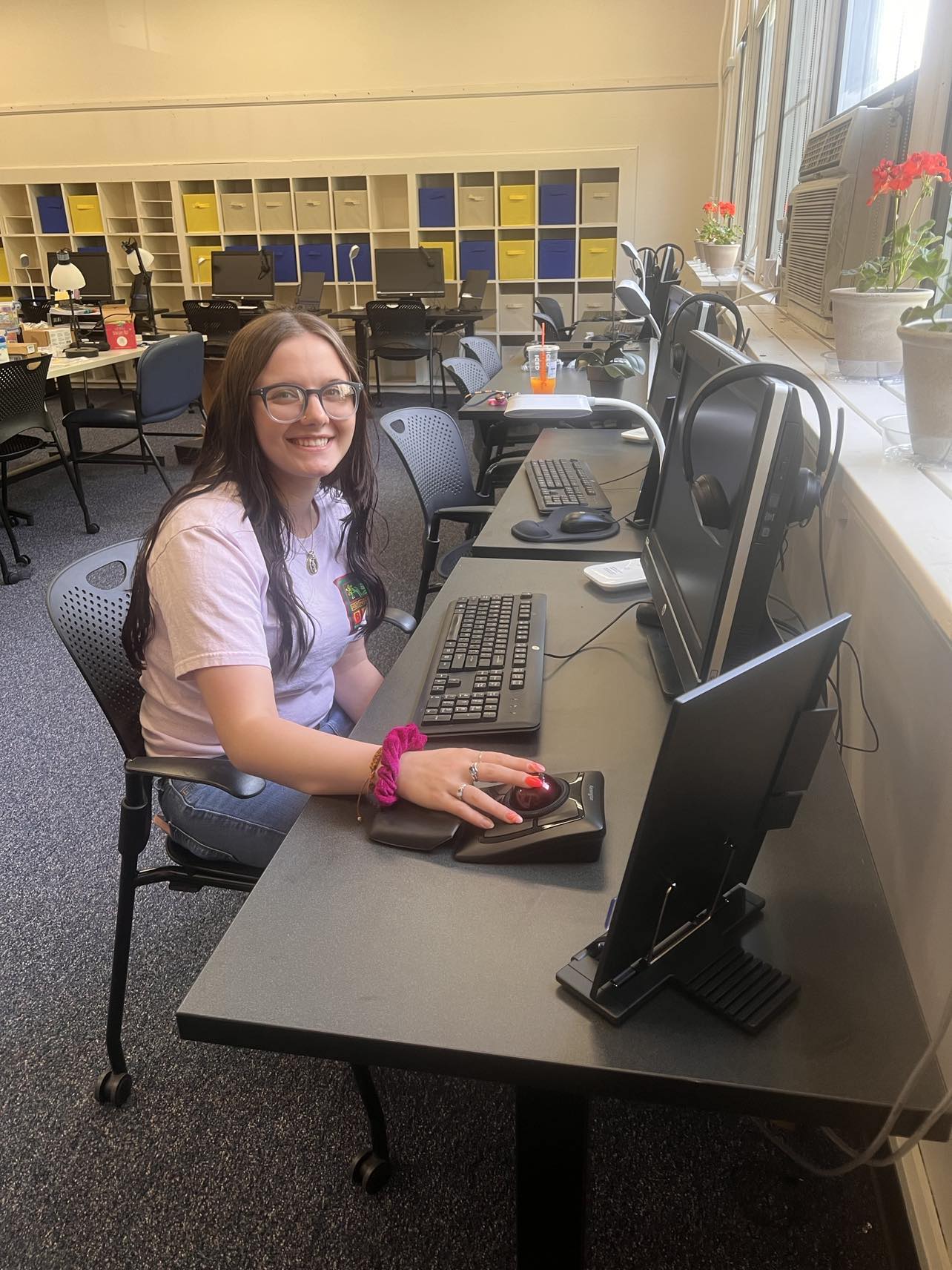 Student in assistive lab