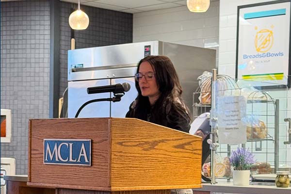 MCLA's Paige Defur speaking