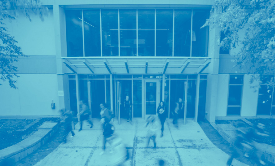 Student coming out of Bowman