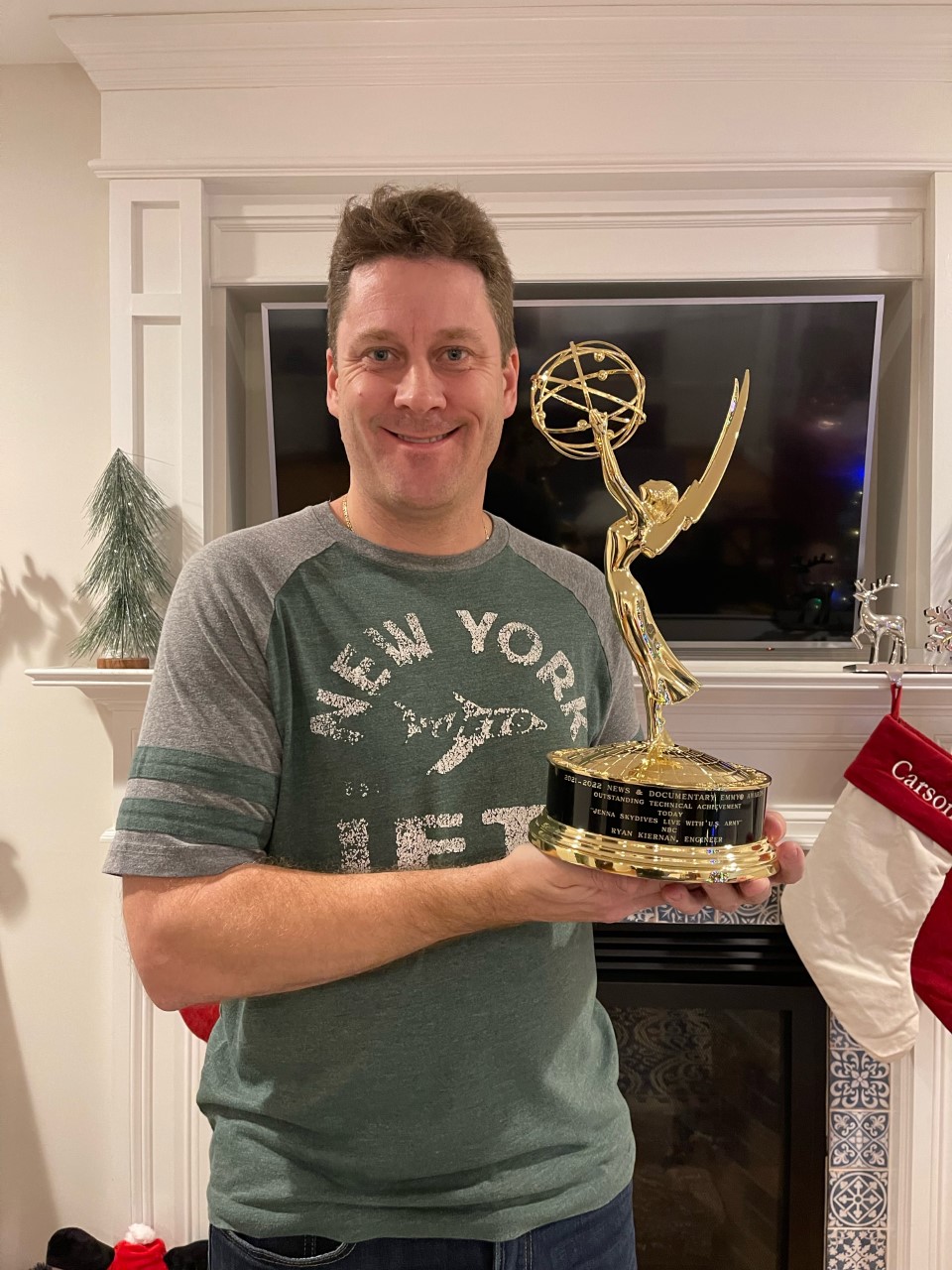 Ryan Kiernan with an Emmy