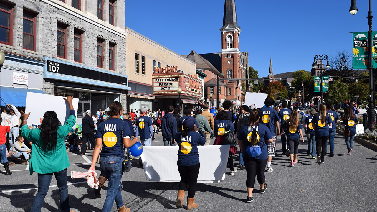 students at a parade in north adams