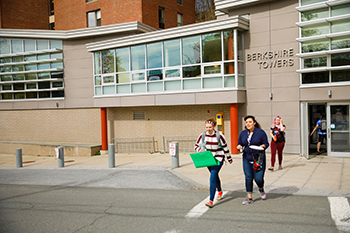 Students coming out of Berkshire Towers