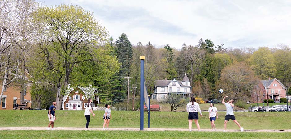 MCLA campus sand volleyball court game
