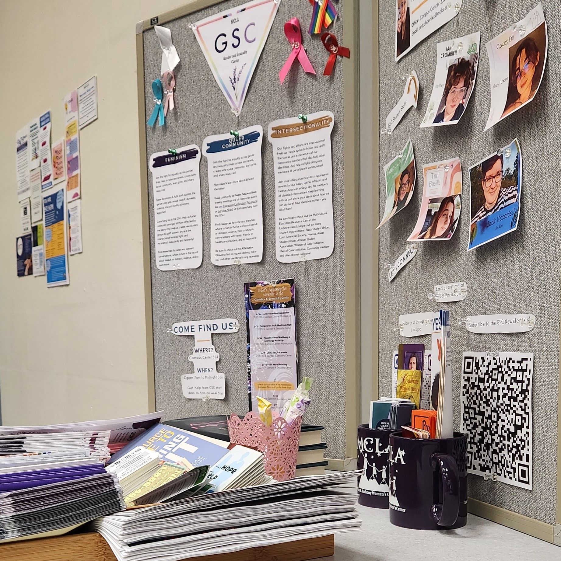 pamphlets and bulletin boards in GSC