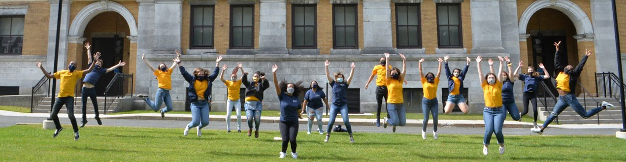 Student ambassadors jumping