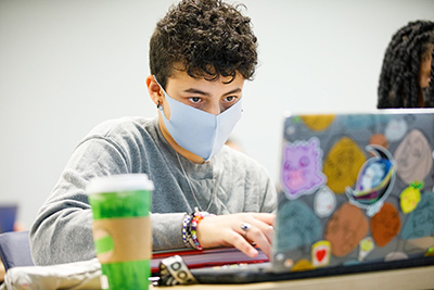 Student working at computer