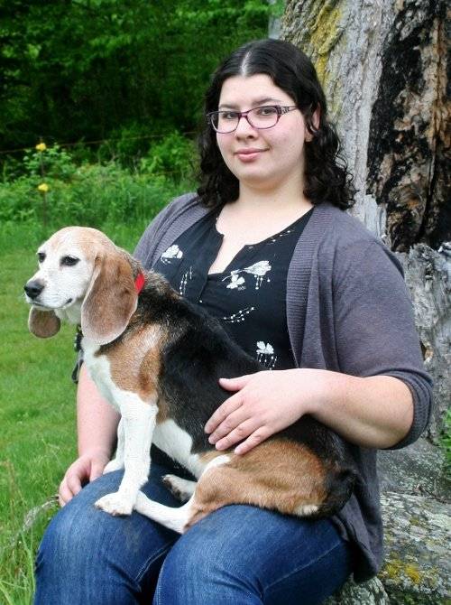 Elizabeth Wheeler with a dog on her lap
